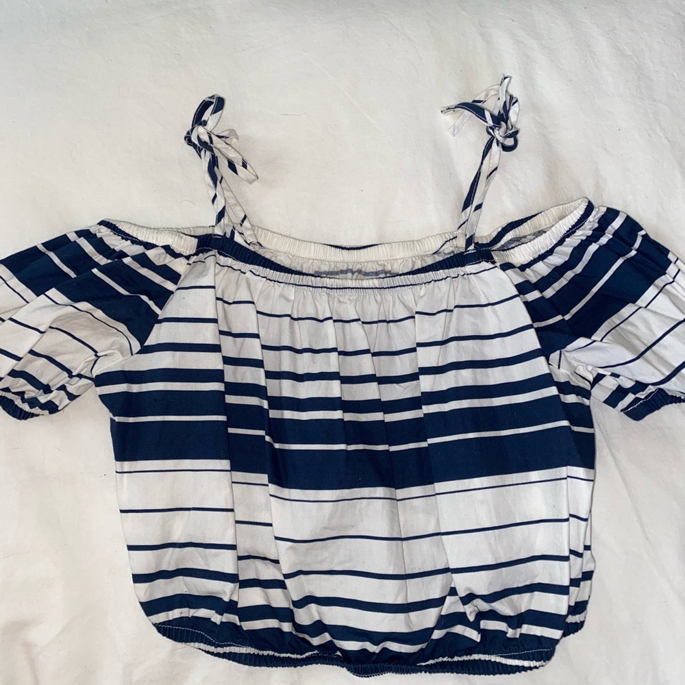 White and Blue Crop Top